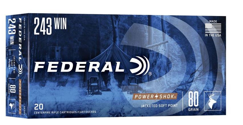 Federal Power-Shok Rifle 243 Win 80 Grain