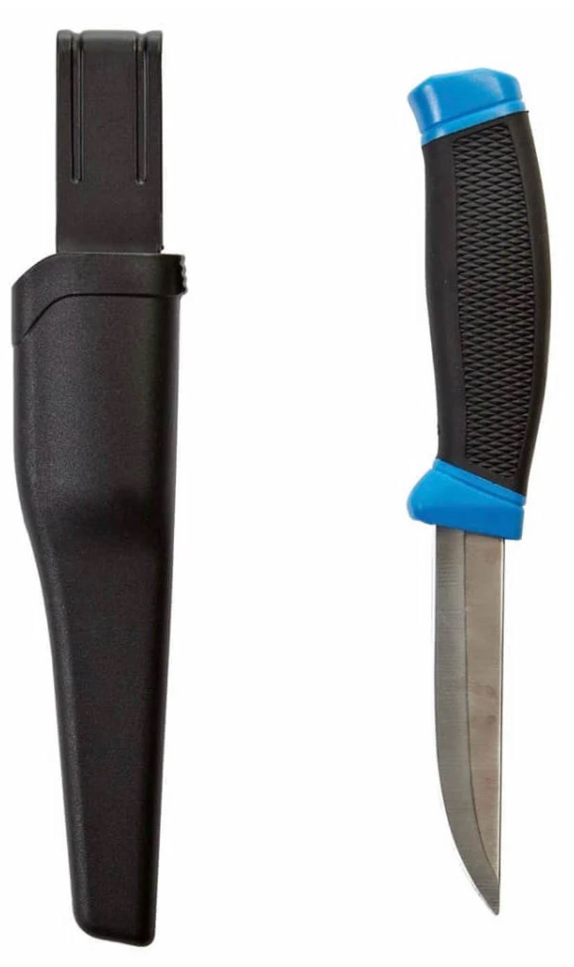 Blue bait knife with sheath