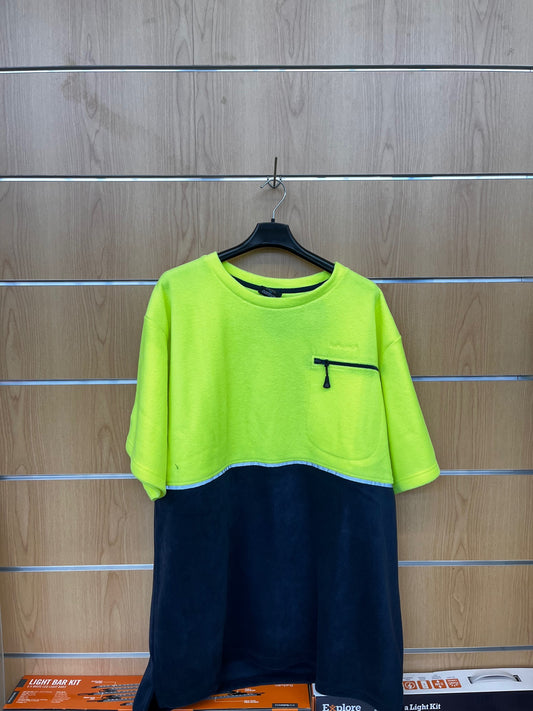 Betacraft HI VIZ LIME AND NAVY fleece tee